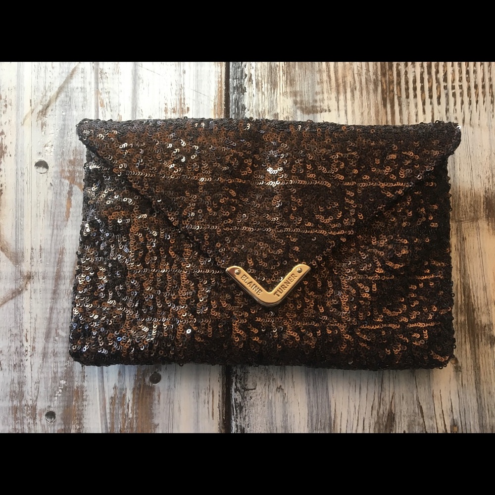 Brown Sequin NWT Elaine Turner Clutch